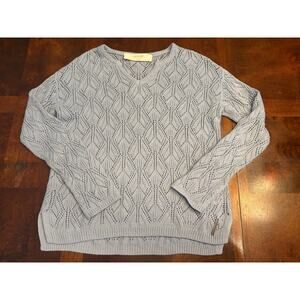 Peace Love World Blue Open Knit Lace Sweater XXS Boho Cozy
